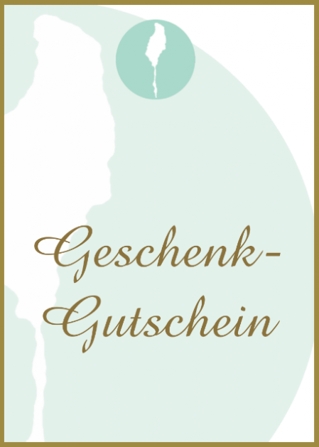 Geschenkgutschein • Razun Razun Geschenkgutschein in goldener Schrift auf das für die Firma Razun typische Layout, ein Teil des mintfarbenen Logos als Wasserzeichen