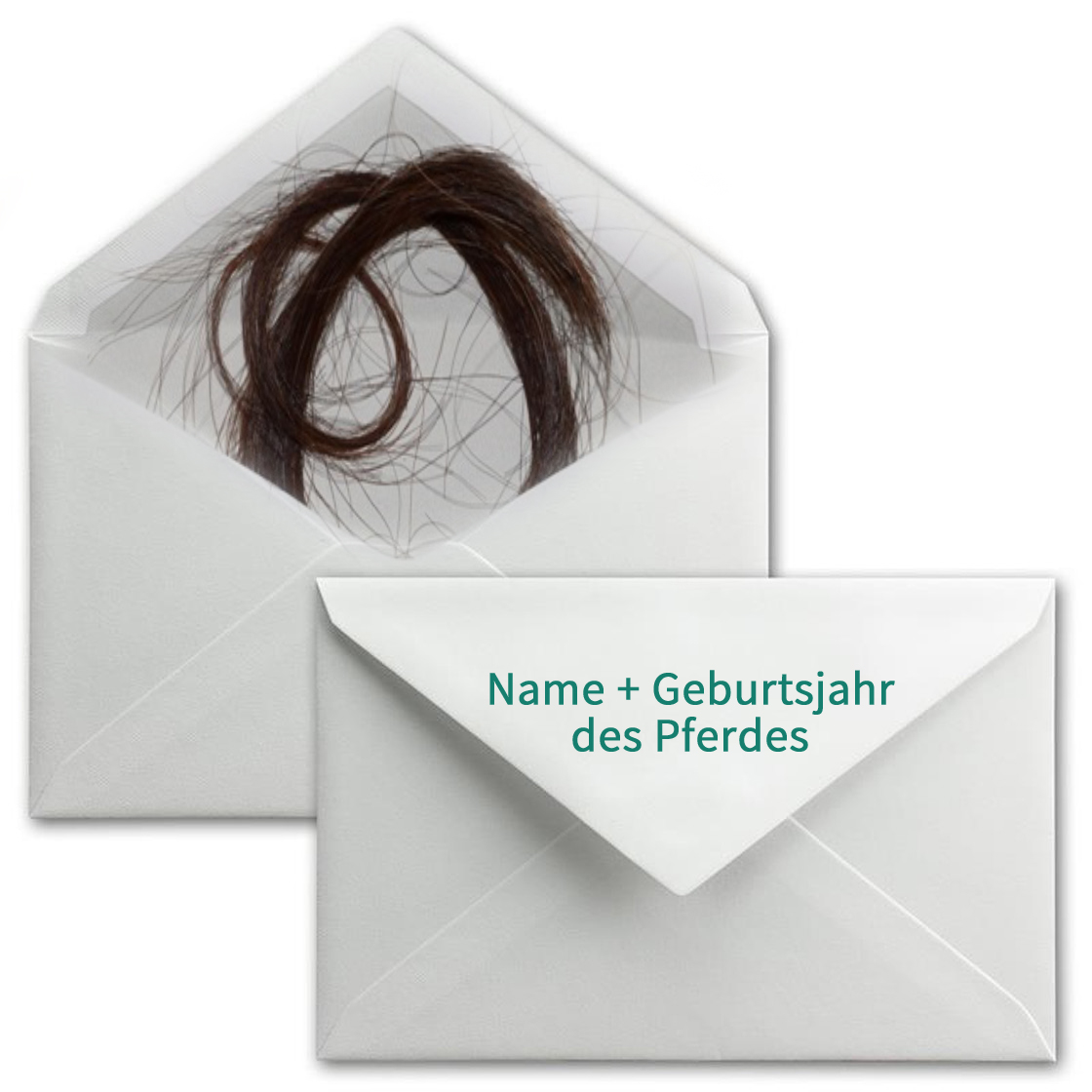 Haarproben für die Haaranalyse • Jeder Mensch ist anders, jedes Pferd auch • Razun Razun Haarproben in einem Kuvert für die Haaranalyse